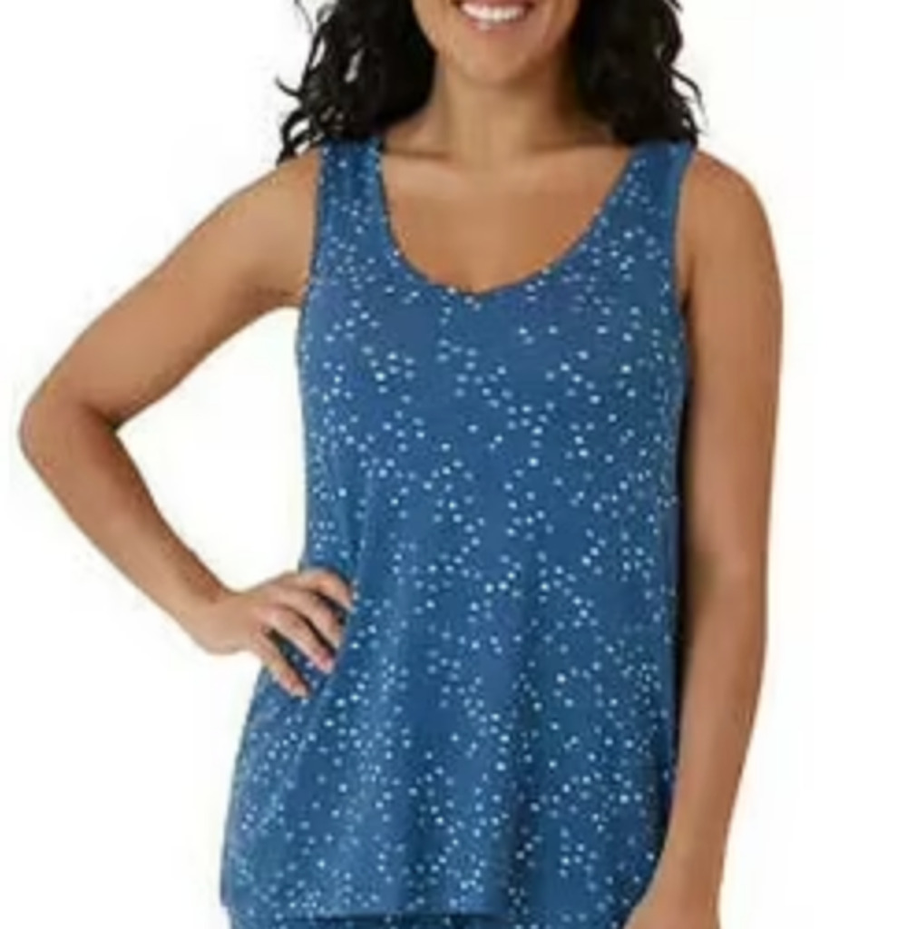 Eddie Bauer Pajama Top Women's Medium Blue Stars Sleeveless V-Neck Sleep Tank
